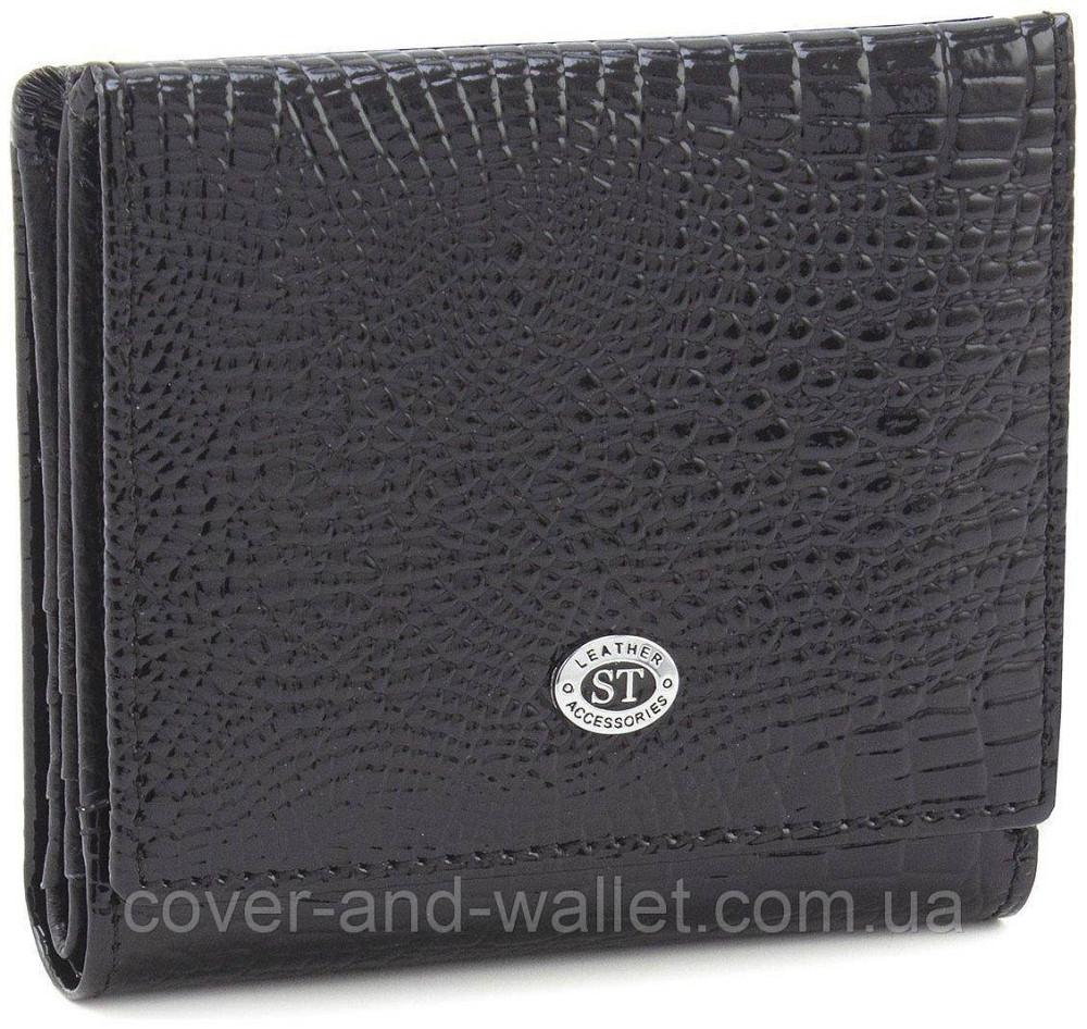 Красный лаковый женский кошелек маленького размера с монетницей ST AE 219 Черный Киев - изображение 1