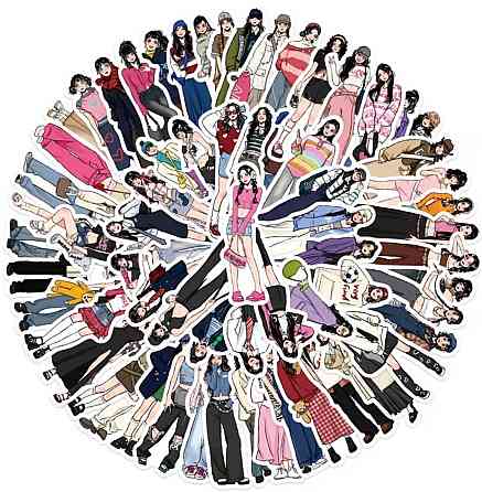 Набор виниловых стикеров с иллюстрированными девушками, 65 шт, 3–5 см Киев