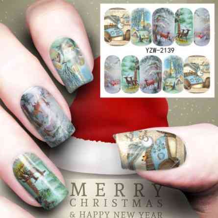 Новогодние наклейки на ногти - размер наклейки 6*5см, инструкция по применению есть в описании Киев