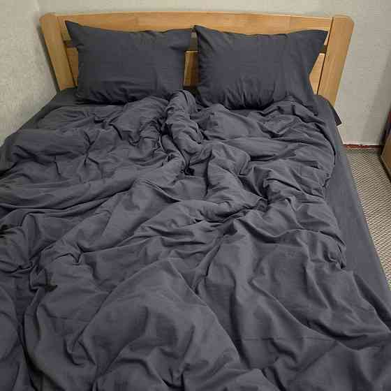 Постельное белье из вареного хлопка полуторка Richman 155-215 см 50-70 2шт графитовый Днепр