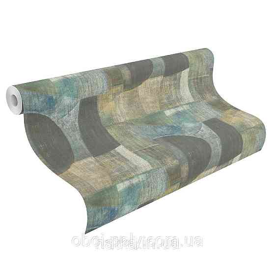 Шпалери метрові вінілові на флізеліні Rasch Clas геометрія абстрактні фігури бірюзові блакитні сірі Київ