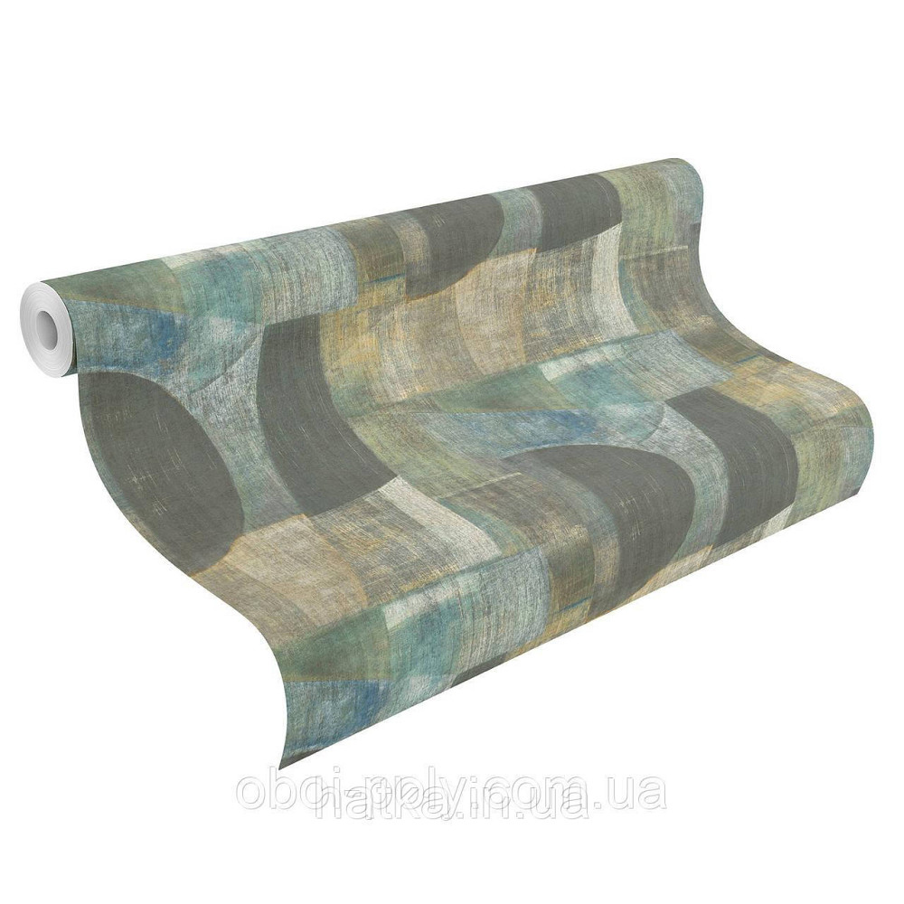 Шпалери метрові вінілові на флізеліні Rasch Clas геометрія абстрактні фігури бірюзові блакитні сірі Київ - фото 2