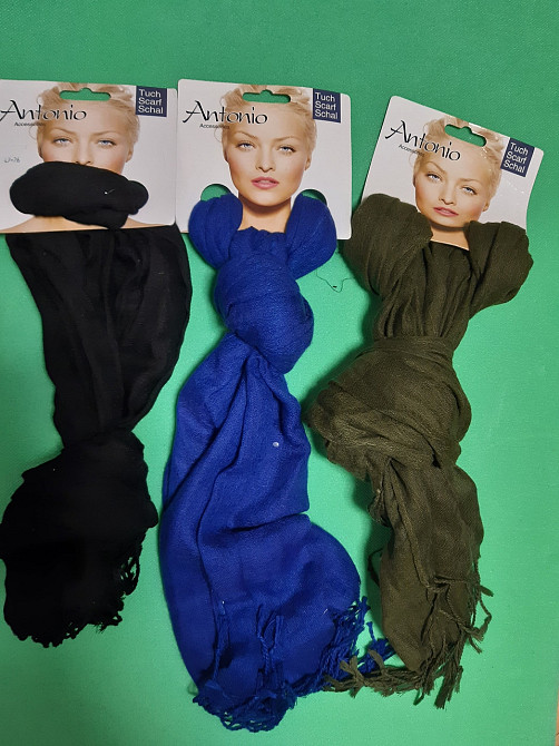 Шарфики женские набор из 3-х штук (хаки, электрик, черный) - размер шарфа приблизительно 170*65см Киев - изображение 1