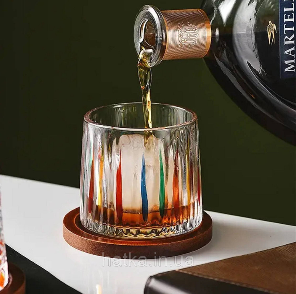 Склянка-доф "Льодяні стріли" з дерев'яною підставкою 275 мл КРУТИТЬСЯ прозорий для дому та ресторану Київ - фото 2