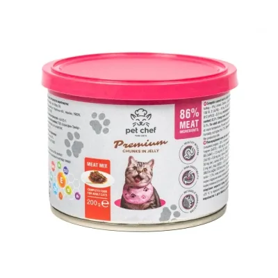 Вологий корм для кішок Pet Chef М'ясний мікс 200 г (4820255194059) Вінниця