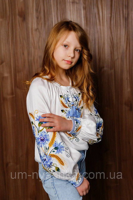 Дитяча вишиванка лляна з волошками та колосками Василина Кривий Ріг - фото 8