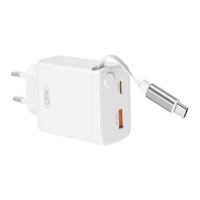 Зарядний пристрій XO 1xUSB-C + 1xUSB QC30W GaN + cable USB-C to USB-C white (XO-CE31) Вінниця