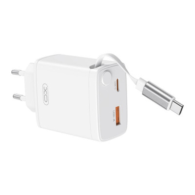 Зарядное устройство XO 1xUSB-C + 1xUSB QC30W GaN + cable USB-C to USB-C white (XO-CE31) Винница - изображение 3