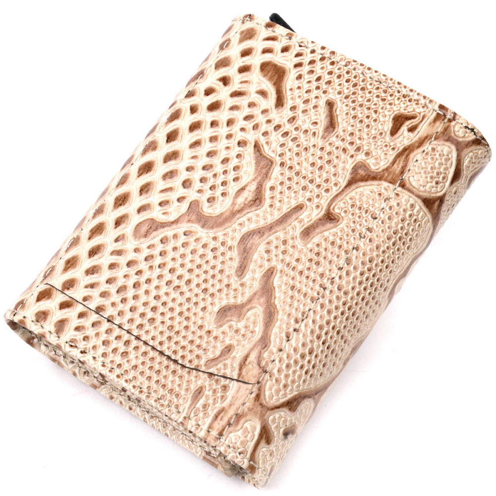 Визитница из натуральной фактурной кожи под змею Бежевый (KARYA) Киев - изображение 6
