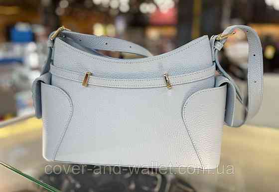 Модна жіноча шкіряна сумка через плече блакитного кольору Virginia Conti Київ