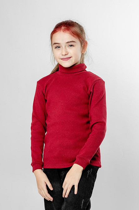 Водолазка детская, бордовый ,  рубчик, начёс, топ Крохатушка одяг Киев - изображение 1