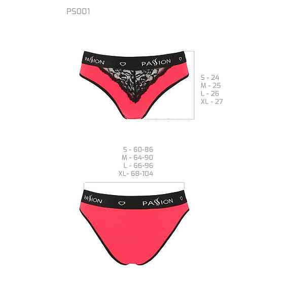 Трусики з широкою гумкою і мереживом Passion PS001 PANTIES M, red-black Sex Aura Київ