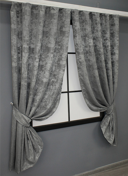 Комплект коротких штор VR-Textil Жаккард Sultan YL № 1212ш Серый 130х170 см 2 шт (35-0072) Киев - изображение 2