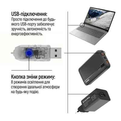 Гирлянда ColorWay Роса LED 50 5 м 8 функций теплый цвет USB (CW-G-50L5NU) Винница