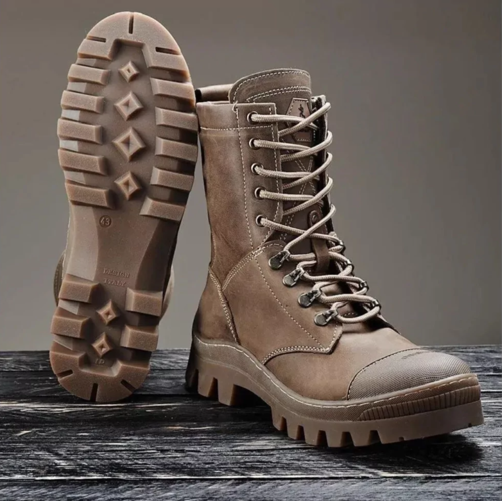 Чоловічі військові шкіряні берці КІБОРГ демісезонні коичневі, тактичні якісні водостійкі шкіряні берці Львів - фото 4