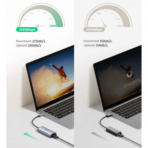 Перехідник USB3.1 Type-C --> Ethernet RJ45 1000Mb CM275 cірий Ugreen (70446) Київ - фото 4