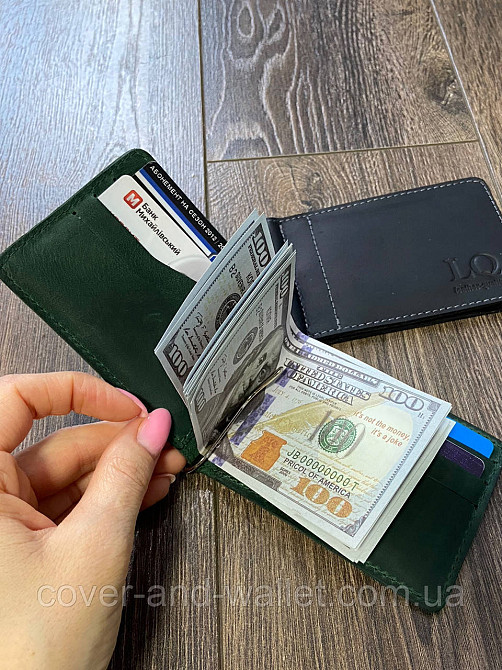 Затиск для грошей і пластикових карток зеленого кольору ST Leather Onda Київ - фото 6
