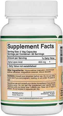 Альфа-ліпоєва кислота Double Wood Alpha Lipoic Acid 600 mg (на 2 капсули), 60 capsules Луцьк