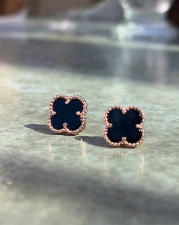 Van Cleef набір 2 предмети сережки гвоздики та браслет / чорні / рожеве золото / проба, гравіювання Одеса