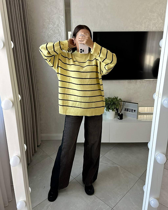 Женские стильные комбинированные джинсы super wide leg Одесса - изображение 1