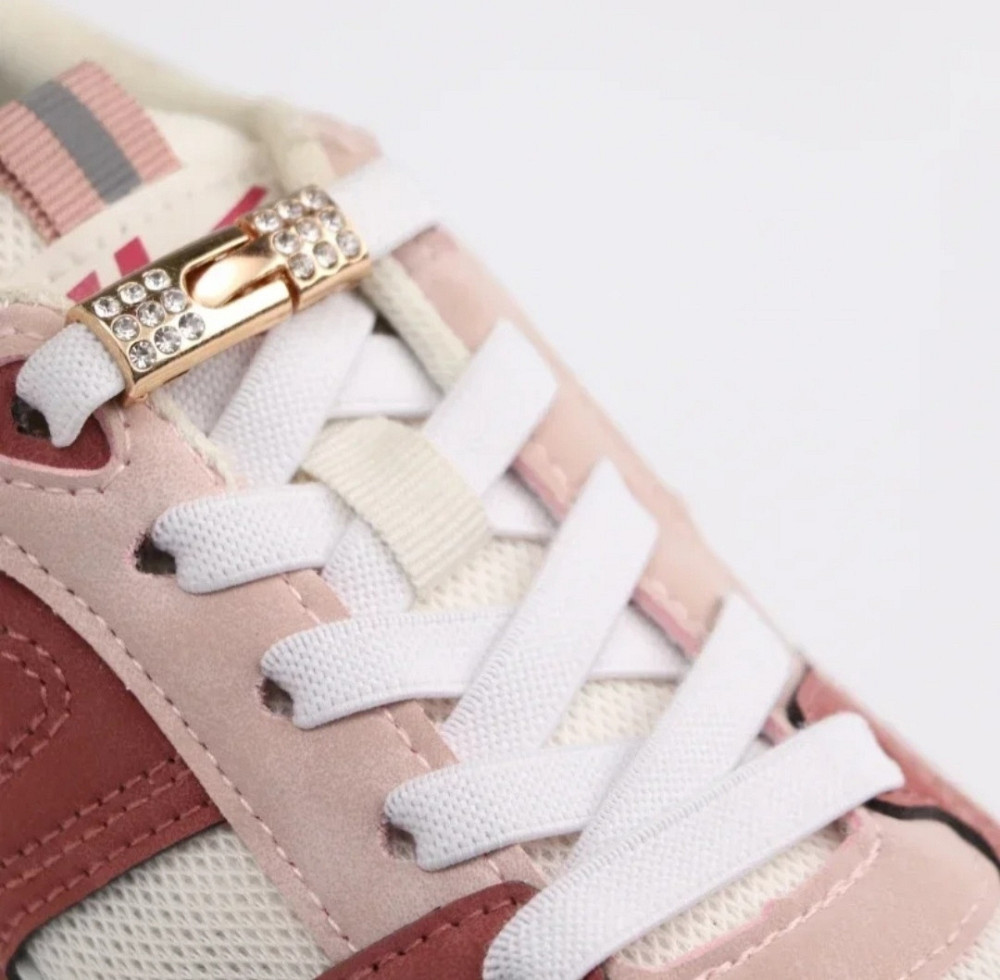 Шнурки еластичні без зав'язок з металевою застібкою зі стразами Смела - изображение 1