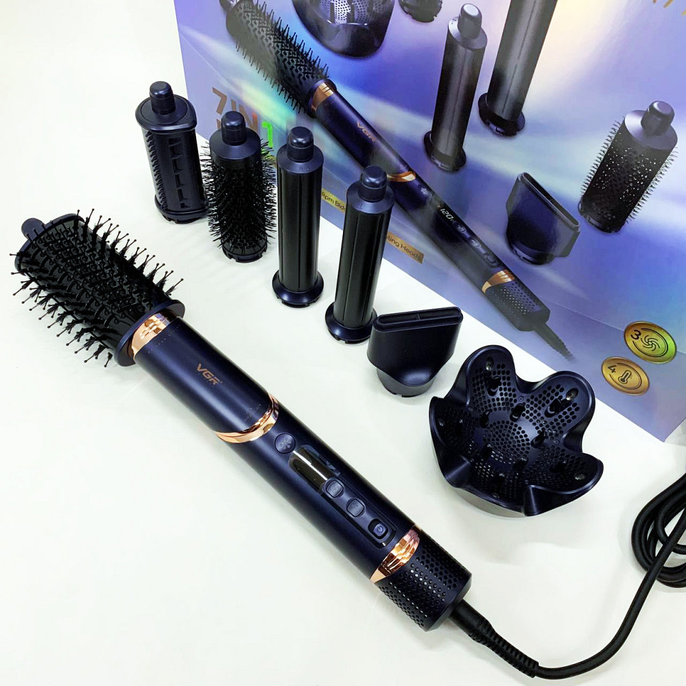 Хороший фен для випрямлення волосся VGR 7 в 1 V-477, Універсальна щітка-фен для волосся YP-39 Львів - фото 4