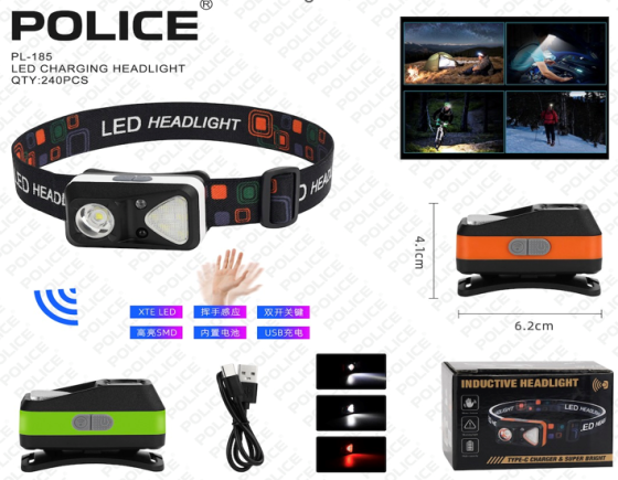 Налобний ліхтар PL-185, холодний, теплий, червоний світло, ЗУ Type-C, сенсор Дніпро