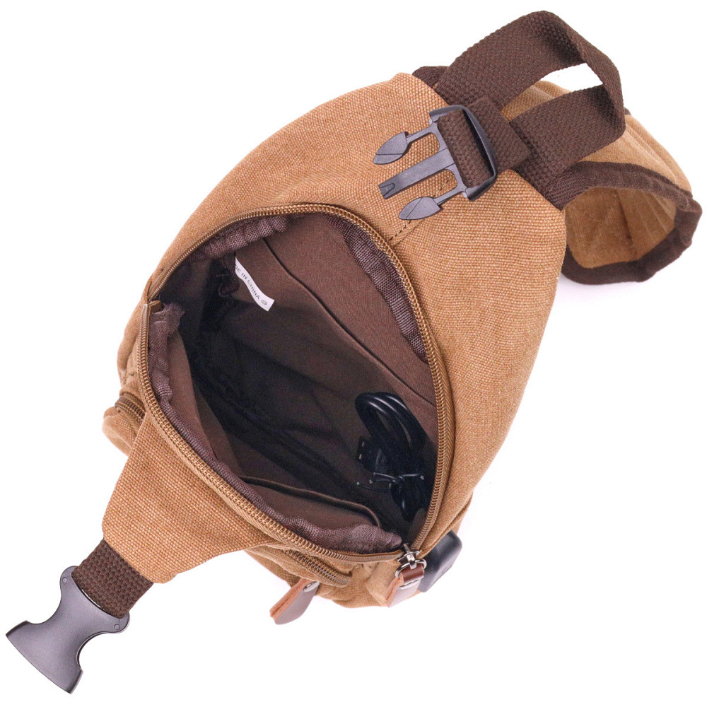 Практичная мужская сумка через плечо с USB кабелем текстильная 21222 Vintage Коричневая Киев - изображение 6