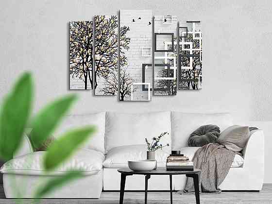 Модульна картина у вітальню / спальню Абстракція Дерева Art-429_5 ( 80х118см ) Київ