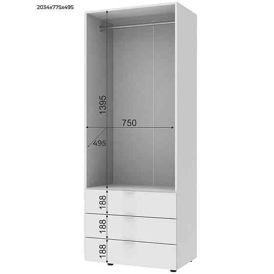 Шкаф распашной для одежды Doros Гелар 77,5х49,5х203,4 см Графит (DRS-011107) Днепр
