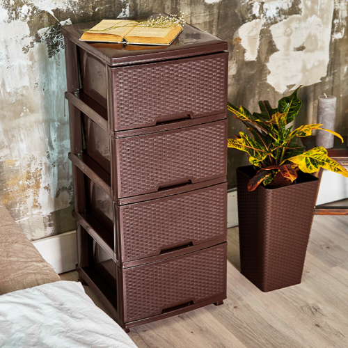 Вазон Ротанг 27*27*51см квадратний темно-коричневий Алеана Житомир