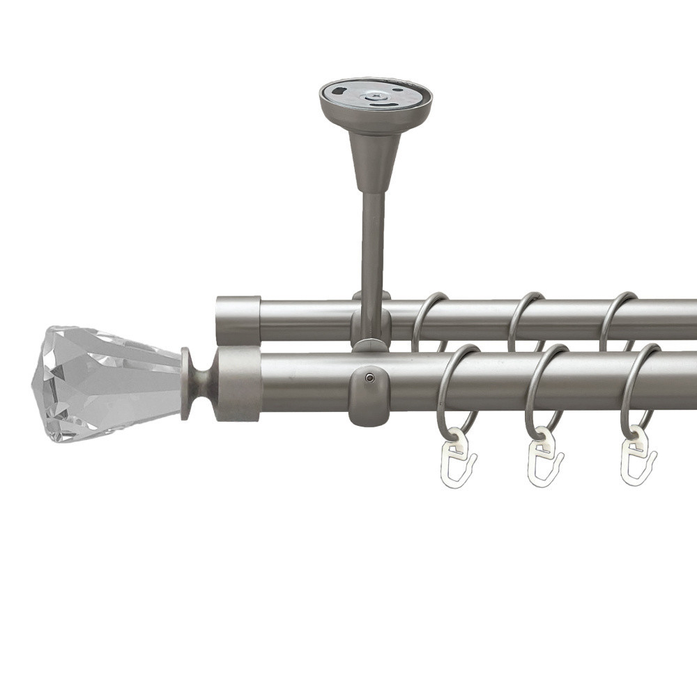 Карниз Orvit Лучетта металевий дворядний відкритий до стелі гладка труба кільце металеве Сатин 25\19 мм 160 см (00-00023916) Львів - фото 1