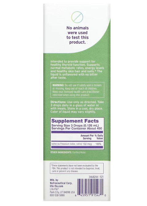 Йод (Liquid Iodine Plus), Life Flo Health, с йодидом калия, 150 мкг 59 мл со вкусом апельсина Київ - фото 4