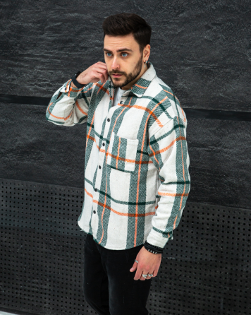 Сорочка чоловіча байка Біло-зеленийй S Харків