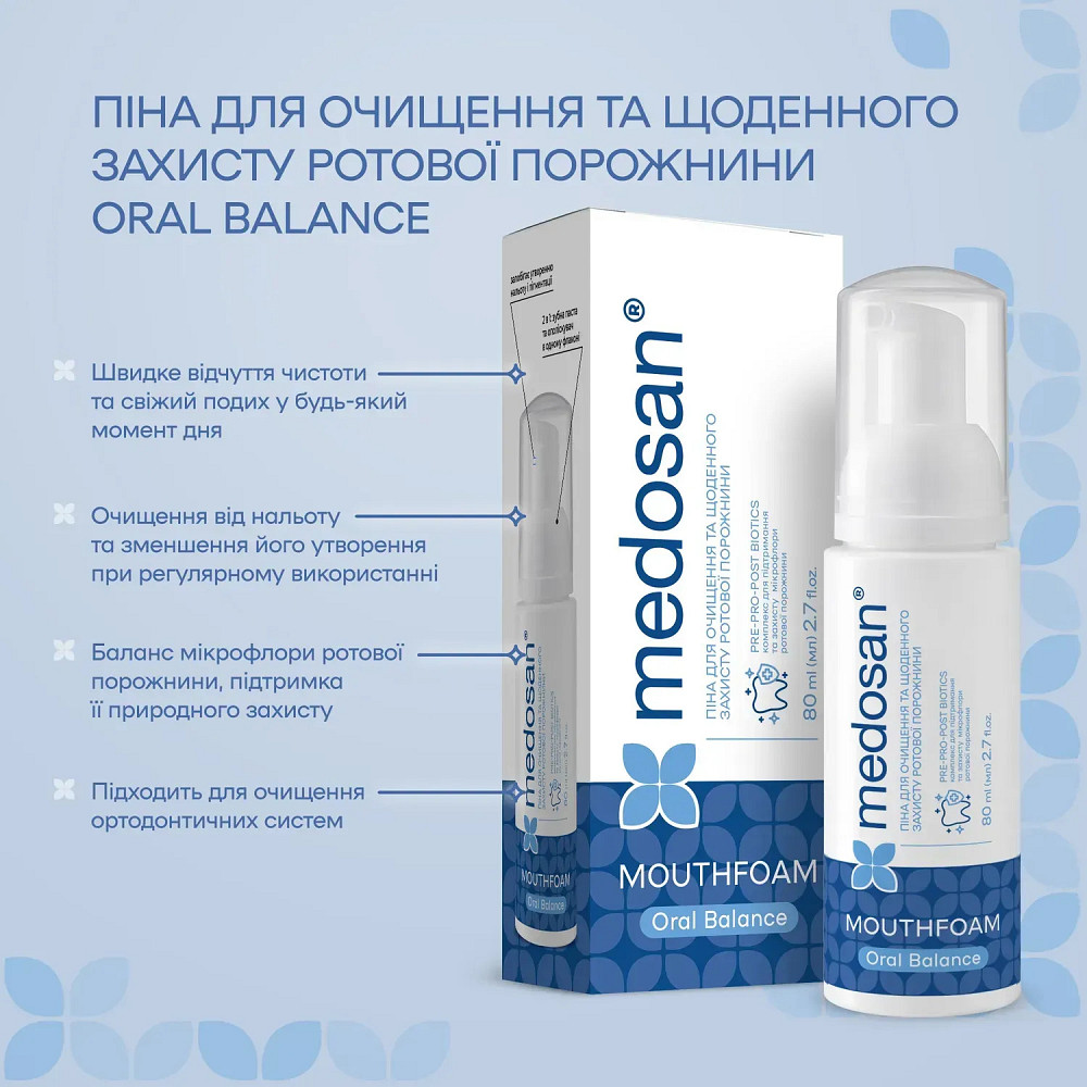 Пена для очистки и ежедневной защиты полости рта Oral Balance Medosan 80 мл Киев - изображение 12