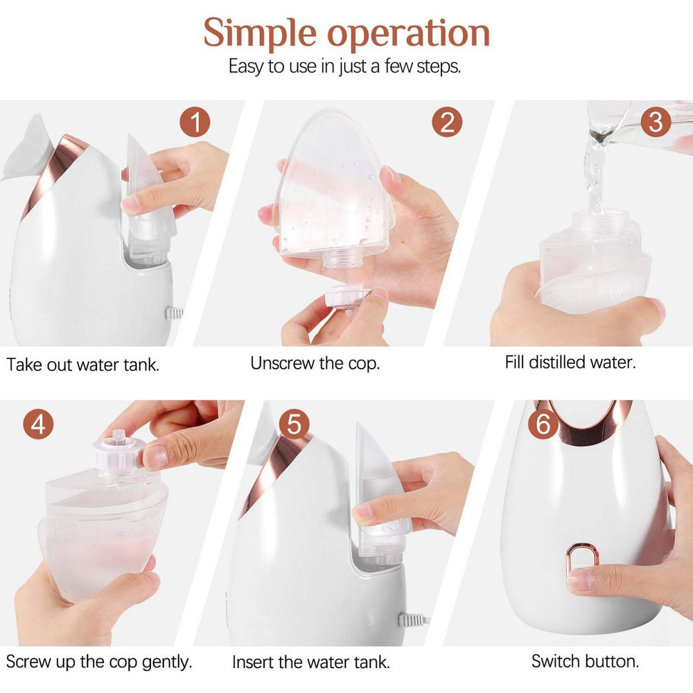 Паровой очиститель для лица Aiemok, глубокая очистка кожи, нано-ионный увлажнитель, паровая сауна для лица Киев - изображение 5