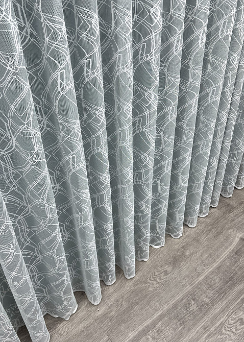 Тюль VR-Textil 1970т Жакард Сірий з білим 200х250 см (42-1254) Київ - фото 7