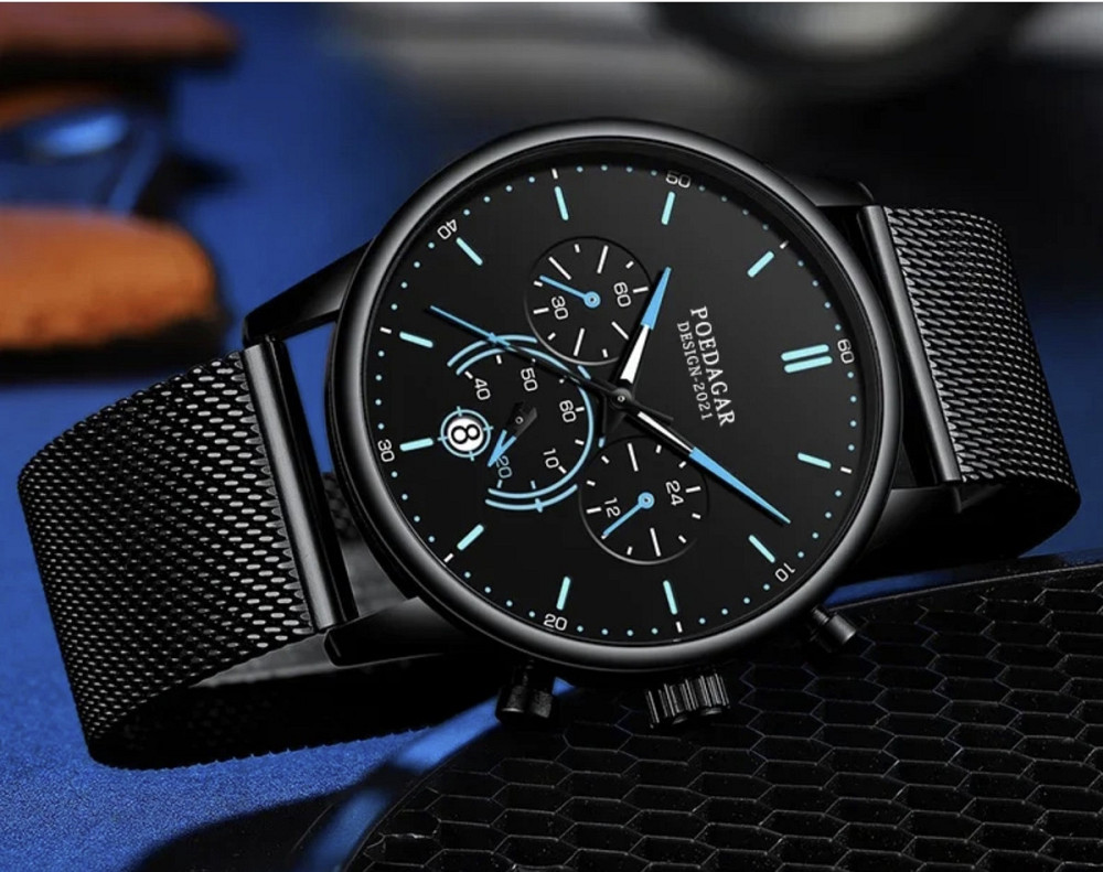 Годинник чоловічий наручний Poedagar Misto Gravy Black (2 ремінці) Вінниця - фото 3