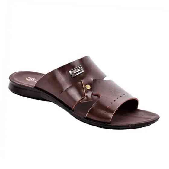 Мужские Шлёпанцы Тапочки Сланцы Коричневые Кожаные (размеры: 41,42,43,44,45) Днепр