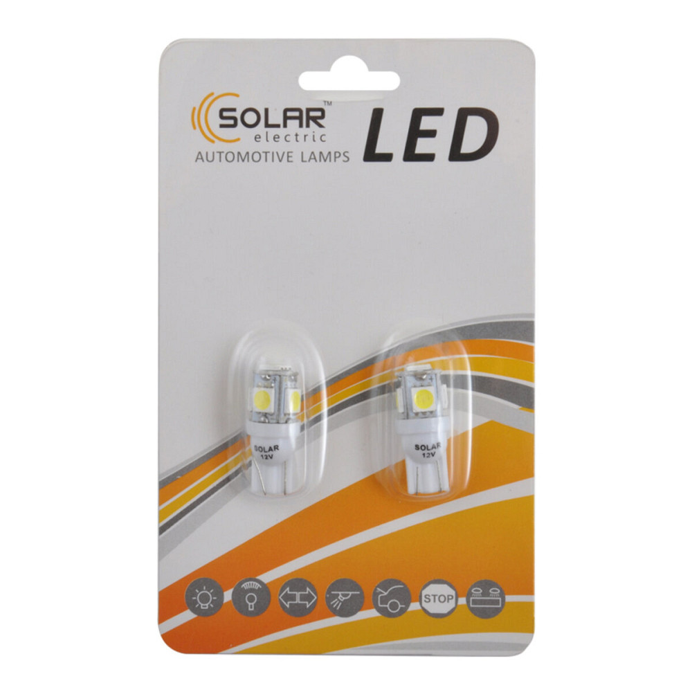 LED автолампа Solar 12V T10 W2.1x9.5d 5smd 5050 white, 2шт Київ - фото 1