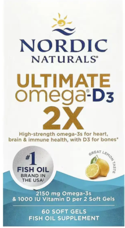 Омега 3 (риб'ячий жир) Nordic Naturals Ultimate Omega 2X D3 60 гел капс лимон Київ