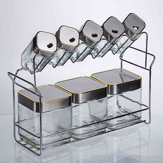 Набір ємностей для зберігання 8 штук по 100/700 мл на металевій підставці HP-1347 Київ