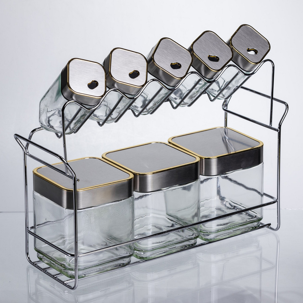 Набір ємностей для зберігання 8 штук по 100/700 мл на металевій підставці HP-1347 Київ - фото 1