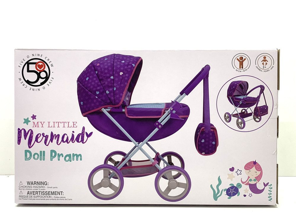 Коляска для ляльки FiVEoNiNE 38 х 56 х 65 см з сумкою та кошиком Фіолетова (T725028) Чернігів - фото 3