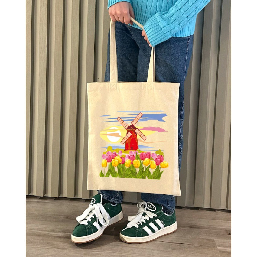 Екошопер BookOpt BK4071 "Подорож Нідерландами". Країна вітряків і тюльпанів" бежевий Київ - фото 7