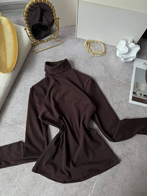 Жіночий теплий базовий гольф ангора на флісі.Шоколад, 42/46 Одеса - фото 3