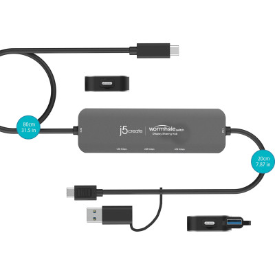 Концентратор J5create USB-C + USB A to 2xUSB + USB-C switch hub (JCH462-N) Винница - изображение 10