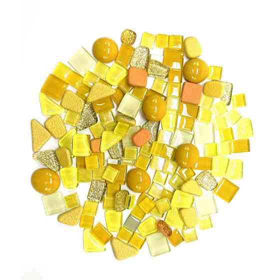 Набір скляних камінців для мозаїки 6505, 200 грам, 150-180 шт, 4 мм, жовтий Вінниця