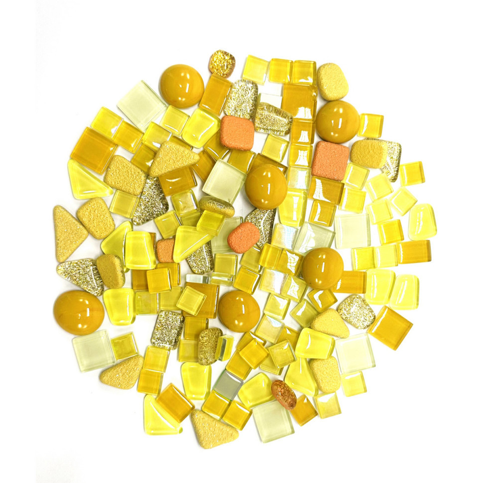 Набір скляних камінців для мозаїки 6505, 200 грам, 150-180 шт, 4 мм, жовтий Вінниця - фото 1