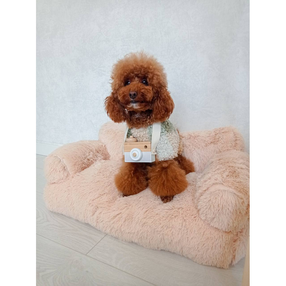 Хутряний диван лежак для собак і кішок спальне місце для тварин знімни Incor бежевий 10079 M (66х37х33) Київ - фото 3